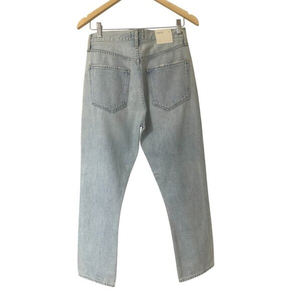 New Agolde Riley High Rise Straight Leg Crop Jeans Size 27 In Shatter Wash Blue - Picture 7 of 16